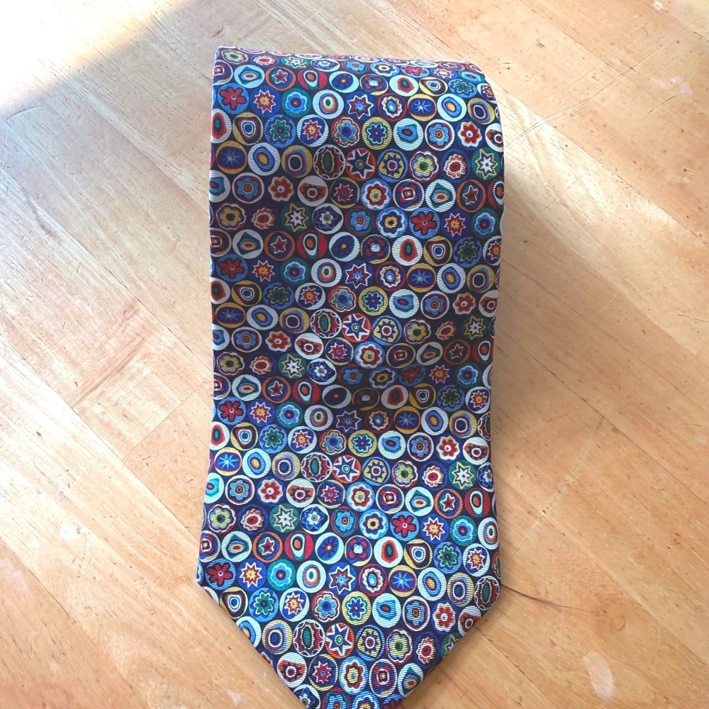 Smithsonian Institution Mens Silk Tie Millefiori Venetian Glass Pattern Multi
